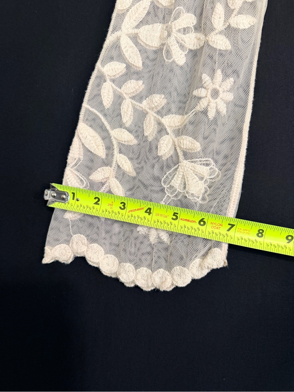Cream Floral Lace Peasant Blouse long bell sleeve festival Hippie Woodstock - Picture 12 of 12